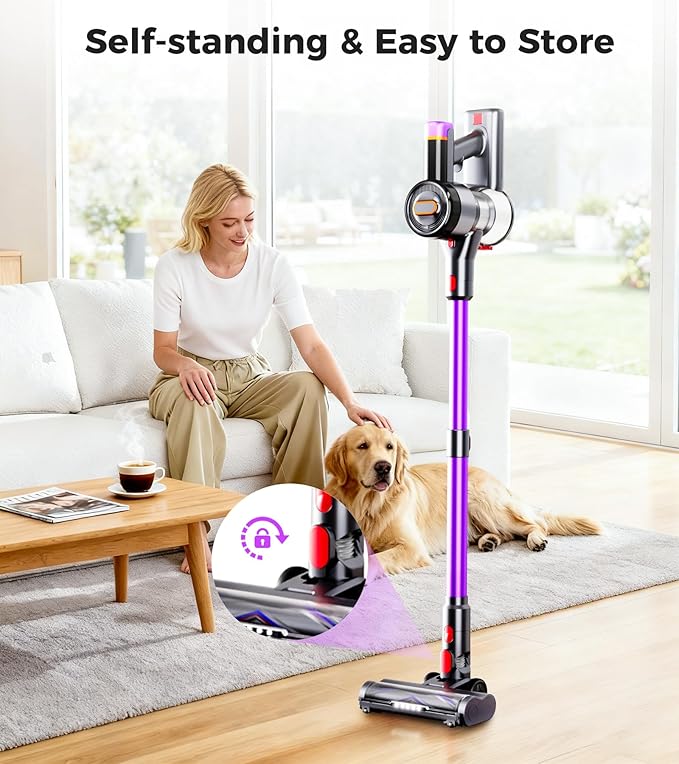 VIAFLY Cordless Vacuum Cleaner, 550W/45Kpa/60Mins Stick Vacuum, Anti-Tangle Vacuum Cleaners for Home with Self-Standing, LDE Display, 8-in-1 Wireless Vacuum for Carpet Pet Hair Hardfloor