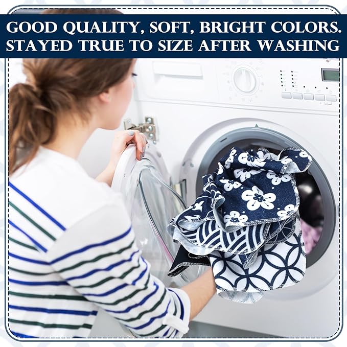 36 Pack Japanese Reusable Cleaning Cloths Washable Cotton Kitchen Towels for Home (Blue)