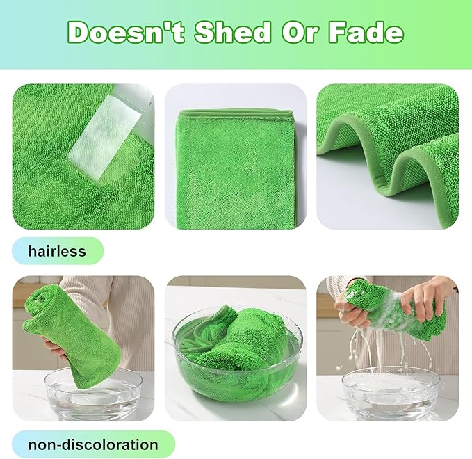 JOYMOOP Microfiber Towels for Cars, 35.4" x 23.6" Car Drying Towel, Green Reusable Car Towel, Quick Drying Car Microfiber Cleaning Cloth for RVs, SUVs, Trucks