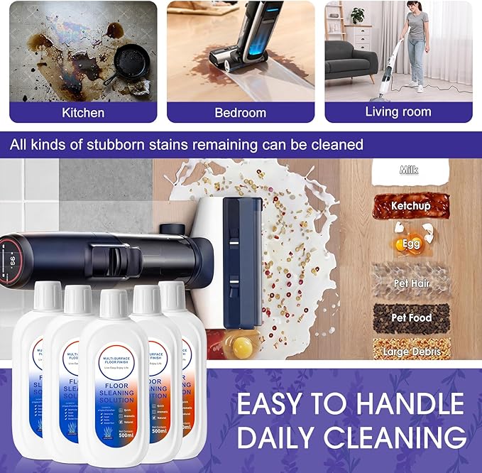 8 Pack 4000ml Floor Cleaning Solution Compatible with Tineco Floor One Ifloor Series Floors Cleaner Refill Solution Wet Dry Vacuum Mops Solutions(Lavender Scent)