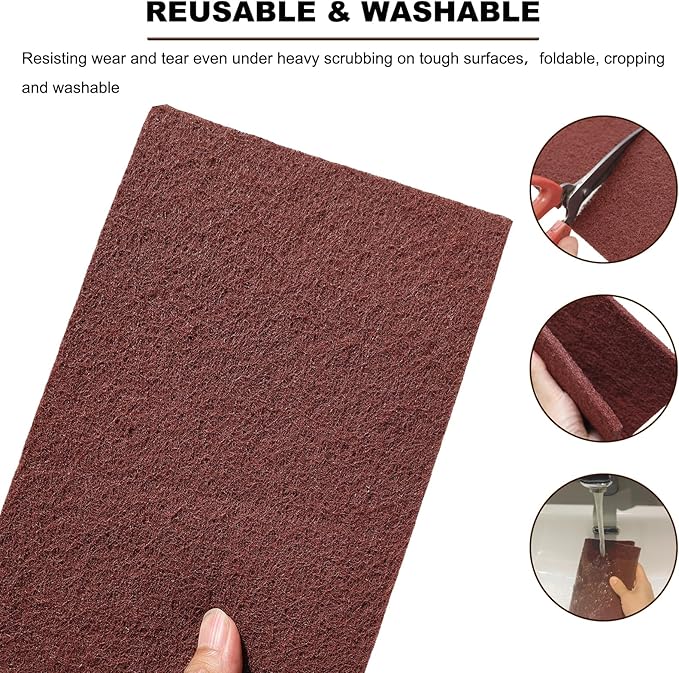 Premium 10 Pack 6" x 9" Brown General Purpose Scuff Pads - Scuffing, Scouring, Sanding, Paint Primer Prep Adhesion Scratch - Surface Preparation Automotive Car Auto Body Woodworking Wood (150 Grit)