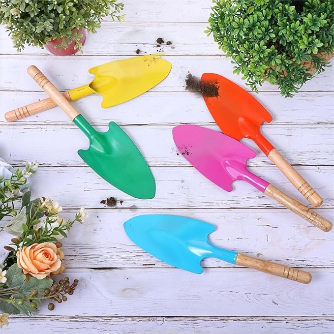 20 Pcs Colorful Metal Hand Shovel Digging Trowel Set Transplanting Garden Shovel for Flower Soil Planting Women Men Gift Indoor Outdoor, 5 Colors