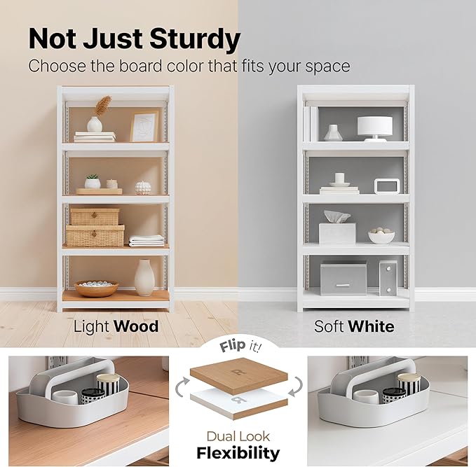HOMEDANT House 48.1" 5-Tier Metal Rolling Cart Shelf Rack Casters Heavy Duty Laminated Wheel Shelving Unit Adjustable Utility Storage Shelves Shelf Kitchen Garage White 2Pack