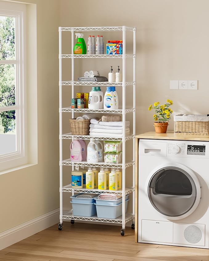 Golpart 8 Tier Adjustable Storage Shelves Heavy Duty Metal Shelf Wire Shelving Unit Organizer Rack for Home Kitchen Office Pantry Room Bathroom Shelving Organizers and Storage Laundry
