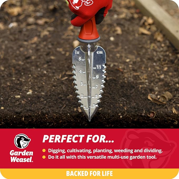 Garden Weasel Multi-Use Transplanter | Dig, Cultivate, Plant, Weed | Planting and Gardening Hand Digging Tool, Heavy Duty Trowel, Mini Gardening Shovel | 91360