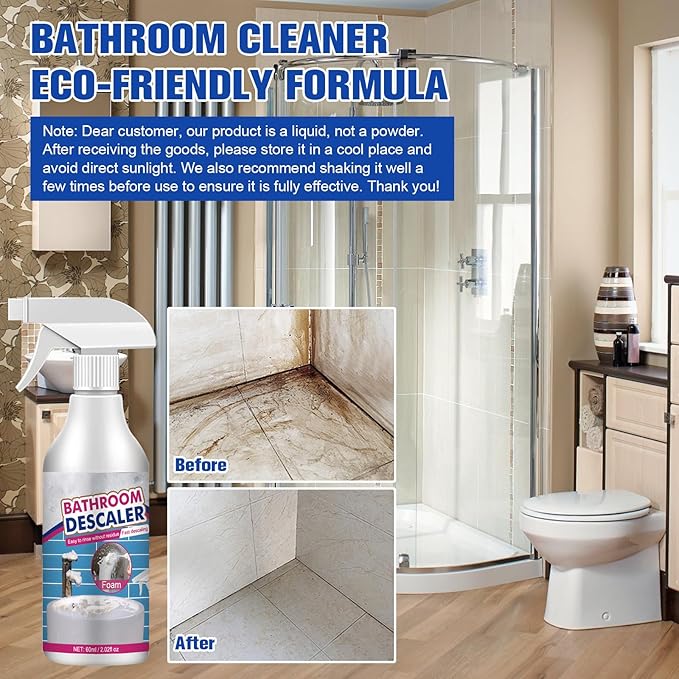 2PCS Stubborn Stains Cleaner, Bathroom Descaler Cleaner, Bathroom Foam Cleaner Spray, All-Purpose Descaler Foam Spray, Stubborn Stains Cleaner,Limescale Cleaner