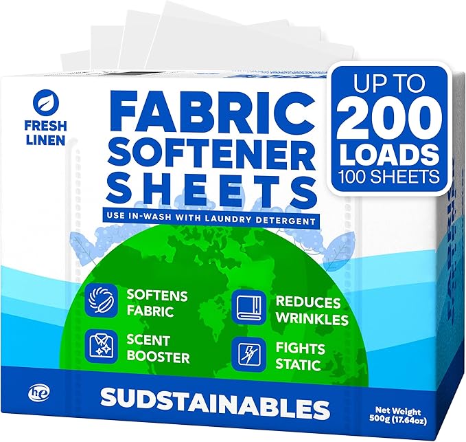 Fabric Softener Sheets for Washer bundle with 100 Sheets Laundry Detergent Fresh Linen