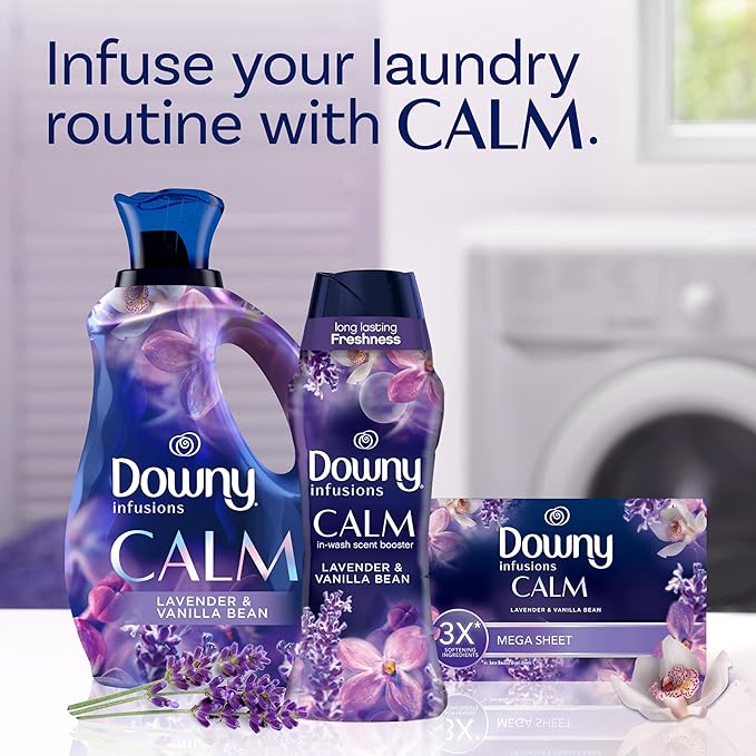 Downy Calm In-Wash Laundry Scent Booster Beads, Soothing Lavender and Vanilla Bean scent, 30.1 OZ, laundry scent beads, Long-lasting Freshness
