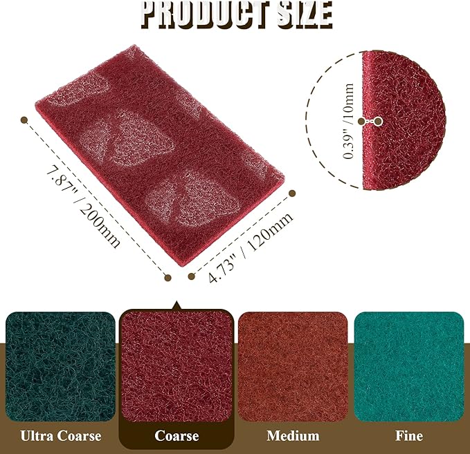 4 Pcs 4.7 x 7.9 Inch General Purpose Scuff Pads, 7447 Very Fine Sanding Hand Pads for Scuffing, Scouring, Sanding, Paint Primer Prep Adhesion Scratch, Surface Preparation for Car, Craft