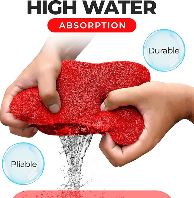 Multi-Purpose Sponges for Cleaning - Red 10 Pack, Large Sponges for Car Washing, Tile & Grout, Bulk Pack Sponge