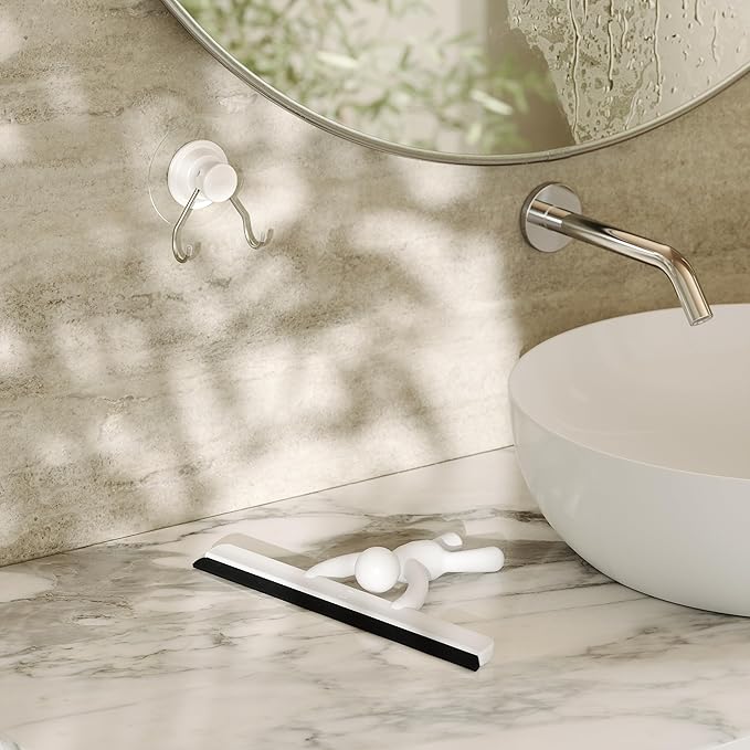 Umbra Buddy Bathroom Squeegee for Shower, Mirror, Window - Adhesive Storage Hook Included