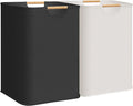 STORAGE MANIAC 2-Pack Large Laundry Hamper, 100L (26.4 Gal) Collapsible Laundry Basket with Bamboo Handles, Freestanding Waterproof Clothes Hamper for Bedroom, Dorm, Towels, Toys, Black+White