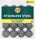 Scotch-Brite Stainless Steel Scrubbers, Scouring Pads for Cleaning Tough Baked-On Messes, Metal Scrubbers for Cleaning Dishes, 16 Scrub Pads