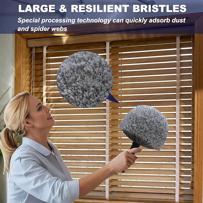 2 Pack Robust Cobweb Duster Head Brush – Superior Twist-On Web Cleaning Tool – Spider Web Remover Brush Compatible with Standard 3/4 Inch Threaded Poles for Outdoor & Indoor Use – Head Only (Grey)