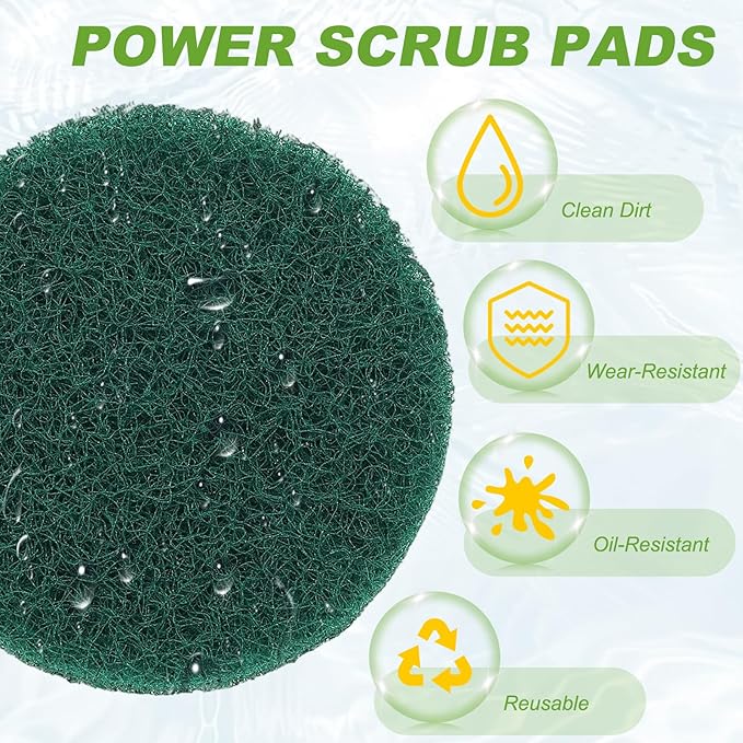 Power Scrub Pads, Scrubbing Pads 180 Grits Scouring Discs - Fitting for (Home Kitchen Cleaning - Drill Attachment - Scrubber Replacement) 20 Pcs & 3 Inch & Green