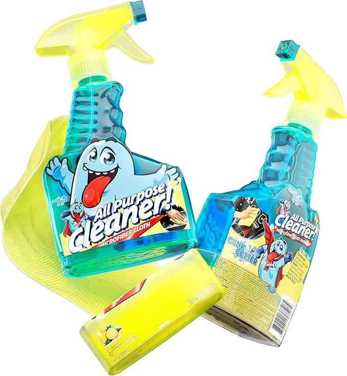Spray Bottle with Microfiber Cap - All Purpose Cleaner 16oz - Lemon (2 Pack)