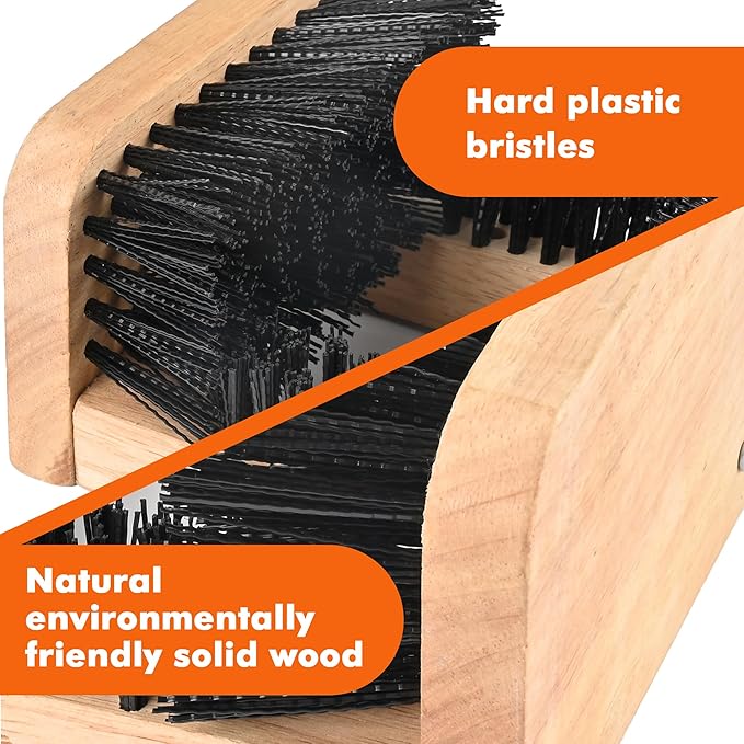 Boot Scrubber Wooden Boot Brush, Shoe Cleaner Brush for Outdoor Mud & Dirt-9.13 * 6.14 * 4.07in Shoe Cleaning Brush