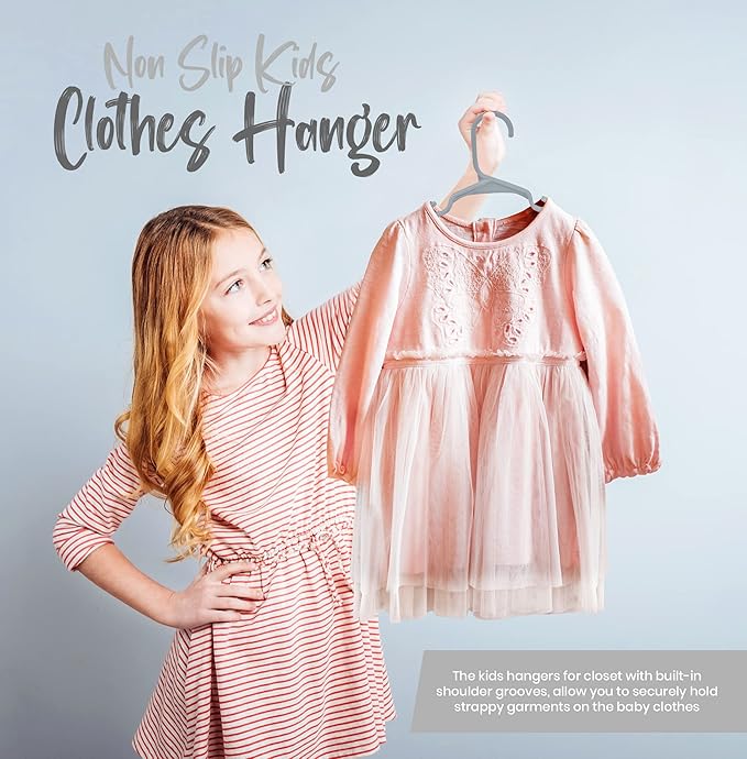 Utopia Home 60 Pack Kids Hangers - 11.5 Inch Plastic Baby Hangers for Closet - Childrens Hanger for Clothes & Infant Hanger for Closet - for Everyday Standard Use (Gray)