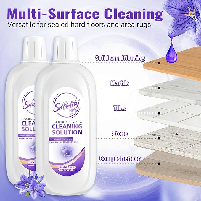 Snowlily 2 Pack Floor Cleaning Solution Compatible with Tineco iFLOOR & FLOOR ONE Series,Floor Cleaner for All Robot Vacuums Wet-Dry Mops,Deep Cleans Hardwood,Tile & Laminate,33.8 Fl Oz