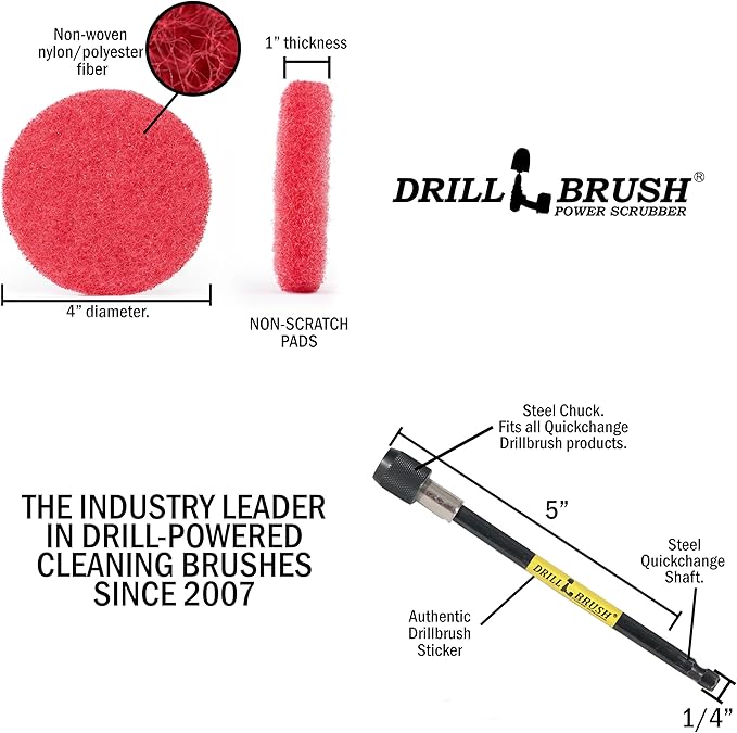 Drill Scrubber - Drill Brush Power Scrubber Pads - Bathroom - Drill Pad Attachments - Cleaning Pads - Shower Door - Baseboard - Bathroom Sink - Shower Cleaner - Flooring - Hard Water Stain Remover