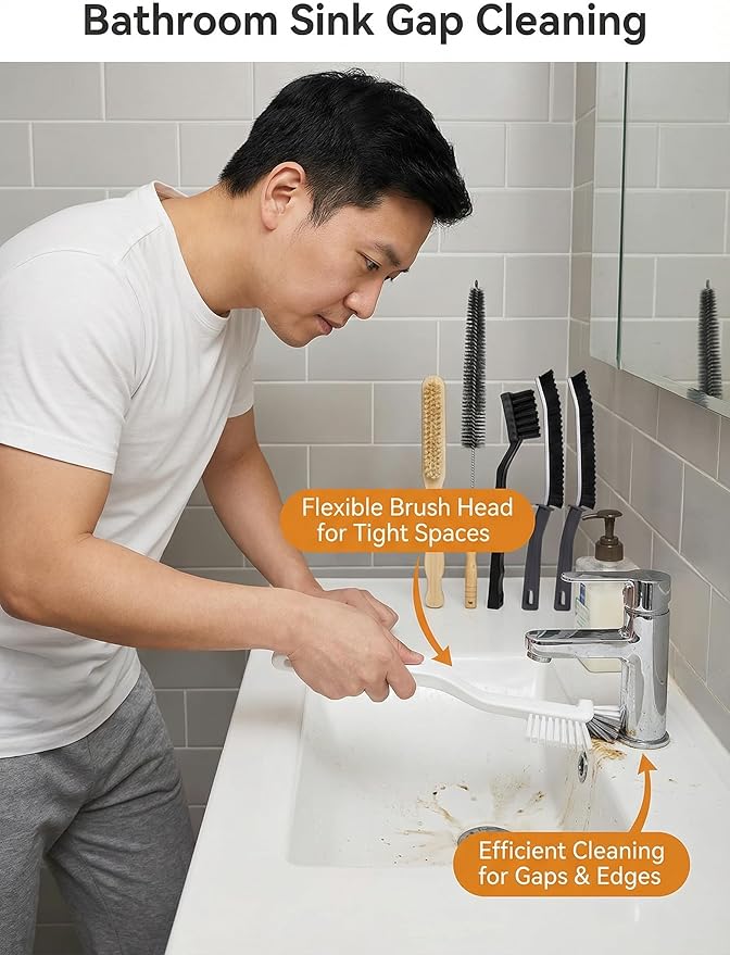 Washing Machine Cleaning Brush Set, Front Load Washer Machine Cleaner Accessories, Drum Laundry Cleaner Brush Household Cleaning Tools for Bathroom, Shower & Kitchen (6 Pcs)