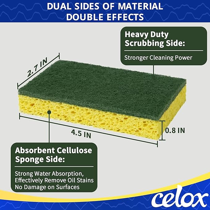 CELOX Scrub Sponge, Sponges for Dish, Yellow, 6 Pack