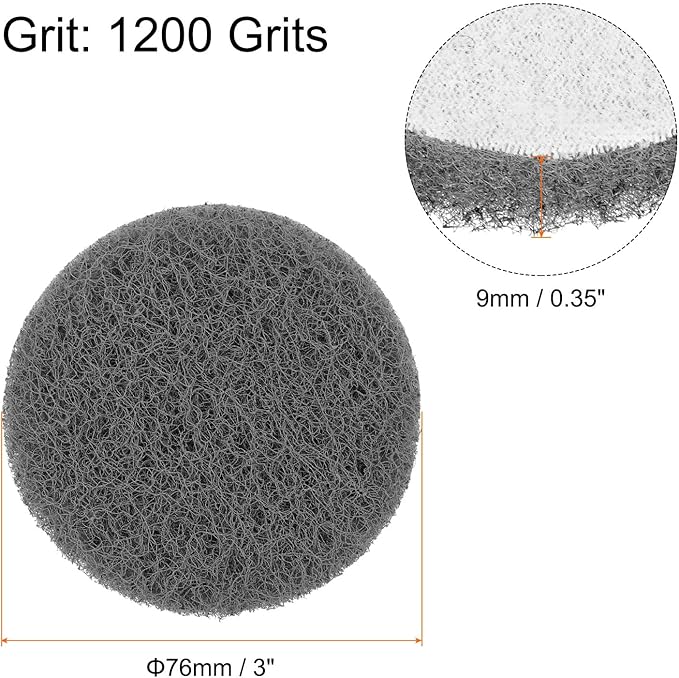 HARFINGTON 20pcs Scrubber Scouring Pads 1200 Grits 3 Inch Drill Power Brush Hoop and Loop Surface Conditioning Disc Drill Scuffing Disc Scrub Pads for Home Kitchen Cleaning, Light Grey