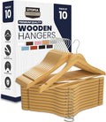 Utopia Home Premium Wooden Hangers 10 Pack - Durable & Slim Coat Hanger - Suit Hangers with 360-Degree Rotatable Hook - Wood Hangers with Shoulder Grooves (Natural Color)