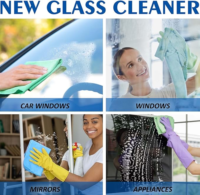 Glass and Window Cleaner Spray - Ammonia-Free Glass Cleaner, Foaming Cleaning Spray, Safe for Tinted Non-Tinted Windows, Streak-Free Shine for Auto and Home, 14 fl oz