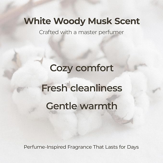 Concentrated Liquid Fabric Softener for Sebsitivbe Skin, Hypoallergenic, White Woody Musk, Long-Lasting Fragrance, Static Reducer & Wrinkle Minimizer, Made in Korea 16.9 fl oz
