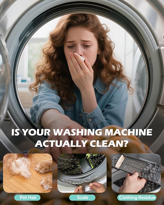 Washing Machine Cleaner Tablets 36 Pack: 18 Month Supply Washer Machine Cleaning Descaler For HE, Front Loader & Top Load Washer, Removes Pet Hair, Odors, Cleans Pipe, Drain & Hose, 8G
