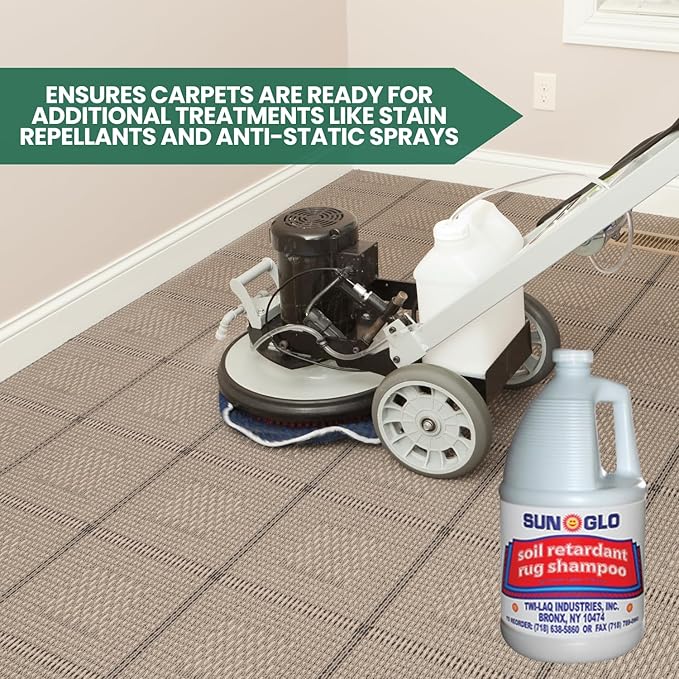 Sun-Glo Soil Retardant Rug Shampoo - High-Efficiency Bonnet Cleaning Solution (4x1 Gallon Case)