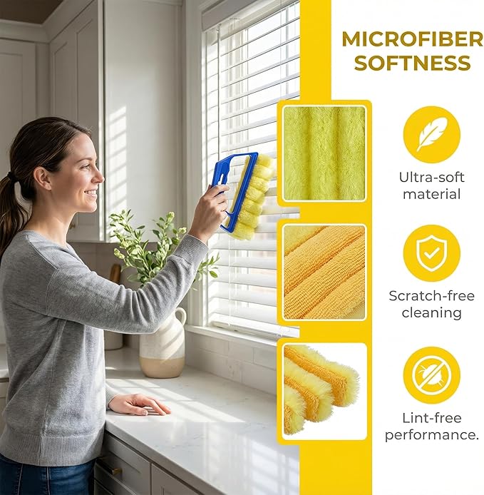Blind Cleaner Duster Tool, Blinds Cleaner Tool, Extra Washable Blind Duster Sleeve - Microfiber Louver Cleaning Tool for Vents, Air Vent Cleaner and Dusting (3-Pack)