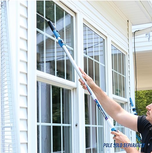 Unger Professional Connect and Clean 12” Performance Squeegee for Glass and Window Care with Replacement Rubber, Heavy Duty Cleaning Supplies with Streak-Free Results, Handheld Household Cleaner Tool