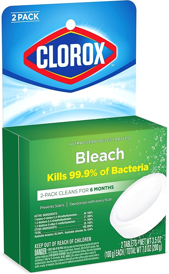 Clorox Ultra Clean Toilet Tablets Bleach 2 Count, 3.5 Oz Each (Pack May Vary)