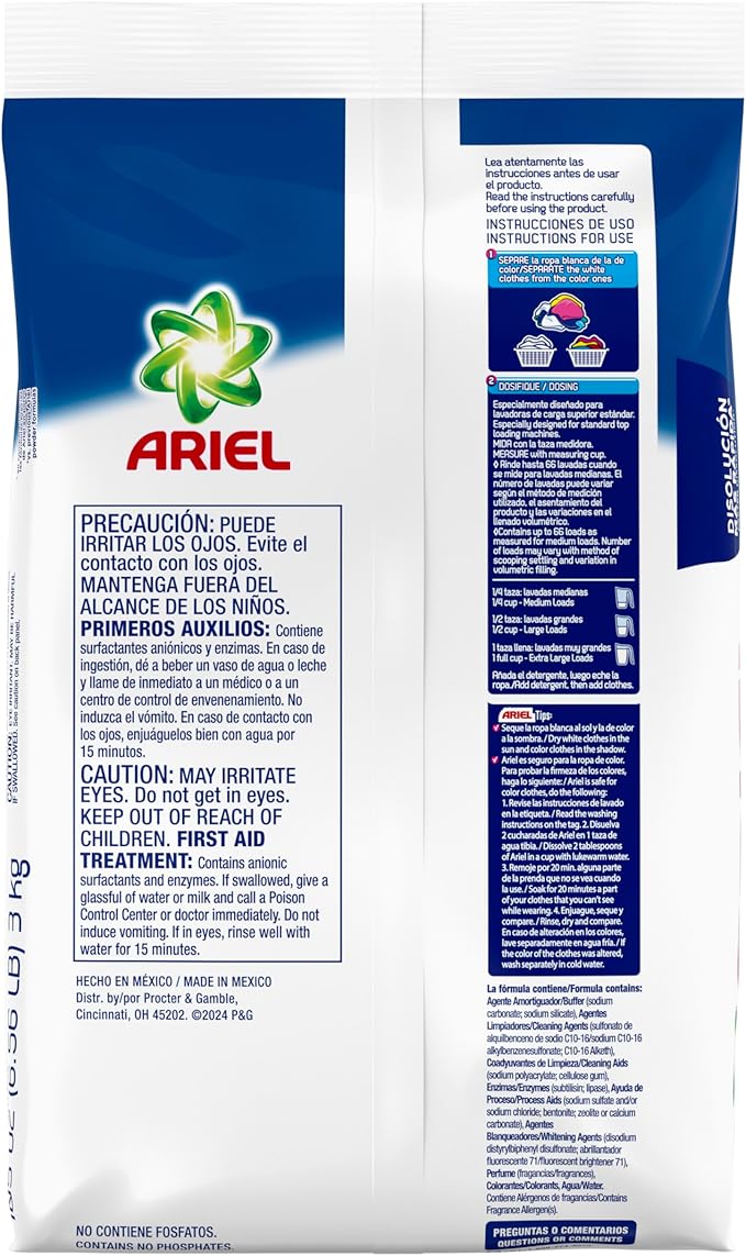 Ariel Ultra Oxi Powder Laundry Detergent, Original Scent, 105 oz, 66 Loads