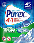 Purex Fresh Mountain Breeze Laundry Detergent Pacs, 66 Count, Pre Measured Pacs