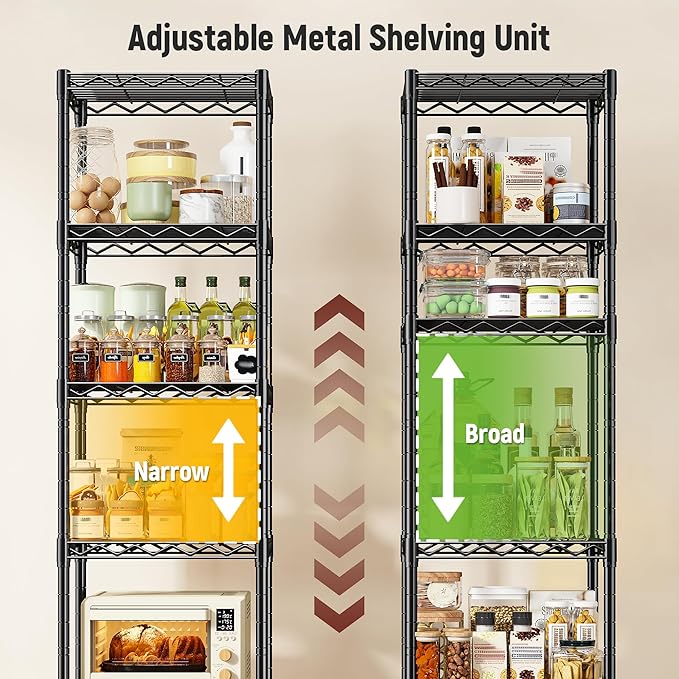 DurayLoly 6 Wire Shelving Metal Shelves Storage Rack:Adjustable Storage Shelves Standing Shelf Units and Narrow Shelf for Laundry Bathroom Kitchen Pantry Closet Office 15.8" w*11.8" D*63" H