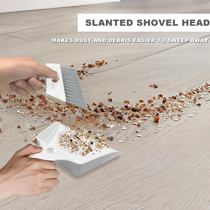 Mini Dustpan Brush Set Small Dustpan Broom Combo Set for Table Mini Dust pan with Brush Tiny Cleaning Sweeper for Car Desk Keyboard Drawer Pet Nest