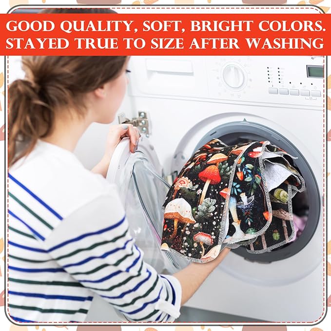 36 Pack Mushroom Reusable Cleaning Cloths Washable Cotton Kitchen Towels for Home (Stylish Color)