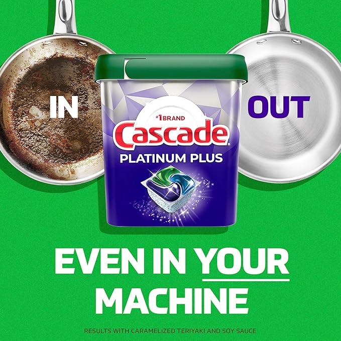 Cascade Platinum Plus Dishwasher Pods, Dish Detergent ActionPacs, Cleaning Supplies, Lemon, 52 Count