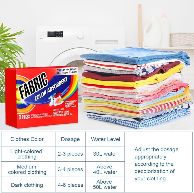500 Pcs Color Absorber Laundry Sheets Color Dye Guard Sheets for Laundry Prevent Runs or Bleeds Fragrance Free Trapping for Home Apartment