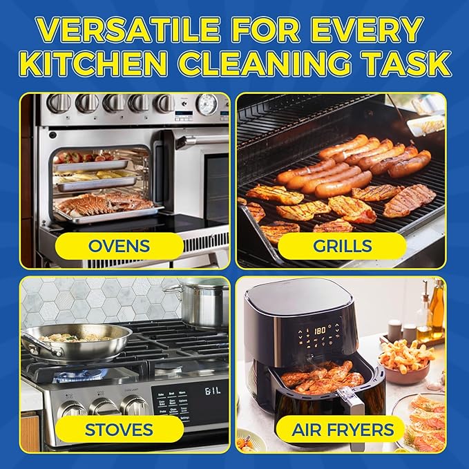 Tiepetly Oven Cleaner Heavy Duty 500ml, Complete Oven Cleaner Non Toxic Fume Free with Non-Scratch Scraper, Cloth, Easy Deep Clean for Racks, Grills, BBQ, Air Fryers, Kitchens, Outdoor and Vehicles