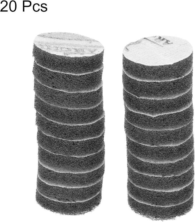 HARFINGTON 20pcs Scrubber Scouring Pads 1200 Grits 2 Inch Drill Power Brush Hoop and Loop Surface Conditioning Disc Drill Scuffing Disc Scrub Pads for Home Kitchen Cleaning, Light Grey