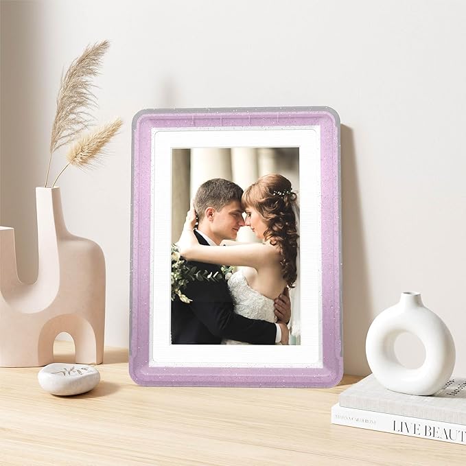 5x7 Picture Frame, Clear Acrylic Photo Frame with White Mat for 4x6 Photos, One-Piece Shatterproof Tool-Free Design, UV-Resistant Waterproof Tabletop Frame for Home Office Decor with 10-Year Warranty
