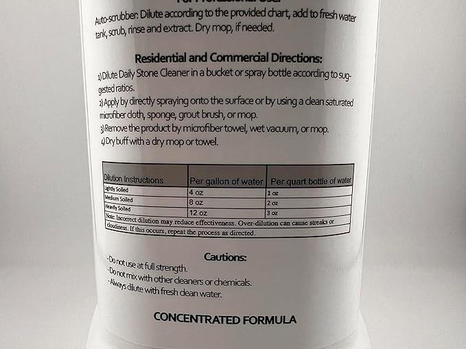Marble and Granite Daily Stone Cleaner (Neutral Cleaner - Ph7) 1-Gallon Concentrate Formula - makes up to 32 gallons