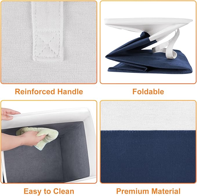 TasticTotes laundry basket 3-Pack, laundry hamper, Hamper with handles, collapsible laundry baskets, Waterproof dirty clothes hamper, Towel Storage for Home or Dorm, 75L-Blue