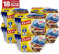 Glad GladWare Big Bowl Food Storage Containers with Lids, Large Round No BPA Plastic Containers for Soups, Salads, and Meal Prep, Lock Tight Seal, Microwave Dishwasher Safe, 48 Oz, 3 Count - 6 Pack