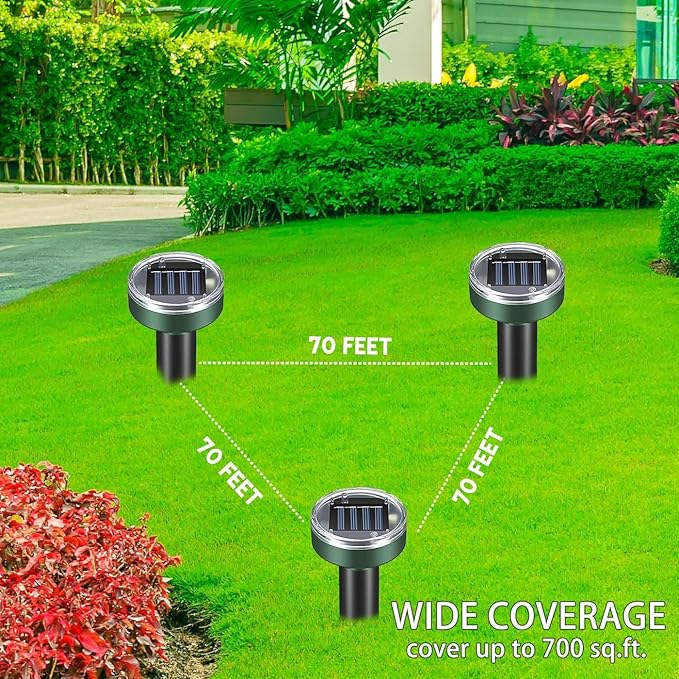Solar Powered Ultrasonic Mole Repellent,Waterproof Outdoor Vibration Mouse Control for Yard Garden,360° Effective Rodent Repellent with Ultrasonic Sound,Green,10 Piece