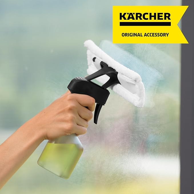 Kärcher Window Cleaner Tool, Spray Bottle, Replacement Part for Kacher Window Vacs - with Microfiber Pad (for Indoor use)